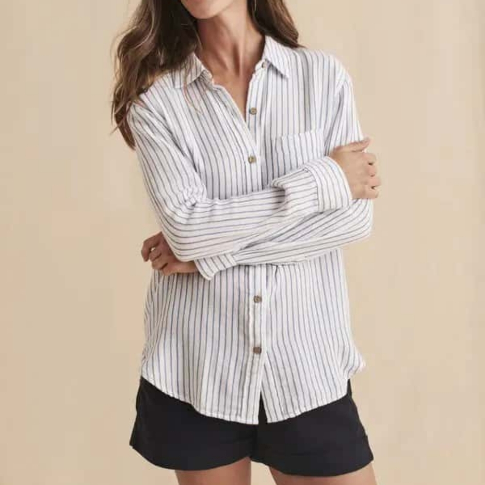 Faherty Striped Button Down Shirt - image 1